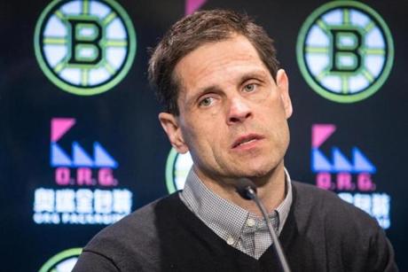 Bruins general manager Don Sweeney explained the timing of his decision at a news conference Tuesday. 
