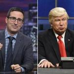 John Oliver on ??Last Week Tonight,? left, and Alec Baldwin as Donald Trump on ?Saturday Night Live.? 