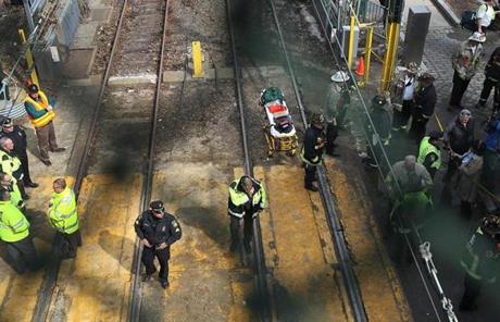 Crews reviewed the scene in March 2014 after a Green Line train derailed near Kenmore station. Six Green Line trolleys derailed in 2016, according to data from the National Transit Database.
