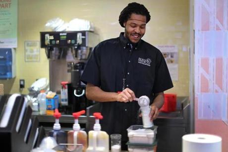 Gunshot victim Kynndal Martin worked in the cafeteria at Boston Medical Center where he got his job through the job-placement program with the hospital's violence intervention advocacy program. 
