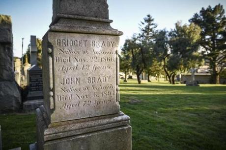 Two headstones at Holy Cross Cemetery in northern California are memorials to John and Bridget Brady, onetime Bostonians who helped give Tom Brady the gift of life.
