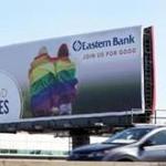 An Eastern Bank ad (above) is prominently displayed on a Southeast Expressway billboard in Dorchester. 
