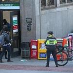 An officer at Park Street Station. The Transit Police reviewed crime data and made changes to how officers are deployed.