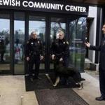Officials addressed the media after a bomb threat was made to a Jewish Community Center in upstate New York Tuesday. 
