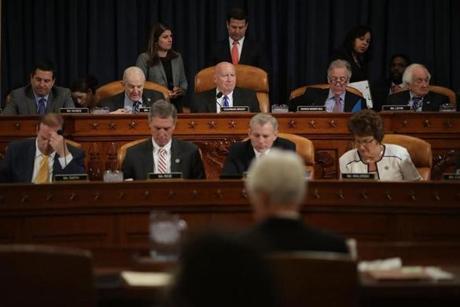 WASHINGTON, DC - MARCH 08: Members of the House Ways and Means Committee, including Chairman Kevin Brady (R-TX) (C), hold a markup hearing to begin work on the proposed American Health Care Act, the Republican attempt to repeal and replace Obamacare, in the Longworth House Office Building on Capitol Hill March 8, 2017 in Washington, DC. House Republicans were rushing the legislation through the powerful Ways and Means, and Energy and Commerce committees, aiming for a full House vote next week. (Photo by Chip Somodevilla/Getty Images)
