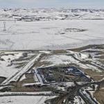 Boring equipment routed the $3.8 billion Dakota Access pipeline project underground and across Lake Oahe, a Missouri River reservoir in North Dakota in February. 