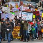 Protesters demonstrated against President Trump?s immigration order in January.