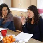 Rachel Kadish (left) and Tova Mirvis at a writers meeting at Jessica Shattuck?s home.