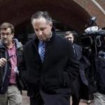 Boston, MA - 3/22/2017 - Barry Cadden leaves the Moakley United States Court in Boston, MA, March 22, 2017. The former co-owner of a Massachusetts compounding pharmacy was convicted Wednesday of racketeering and other charges in the 2012 fungal meningitis outbreak that killed more than 60 people and sickened hundreds more nationwide. (Keith Bedford/Globe Staff)
