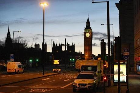 Emergency response workers continued to work into the night following the attack in London.
