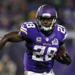 Adrian Peterson has rushed for 11,747 yards over 10 years with the Vikings.