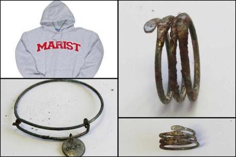 The type of sweatshirt the victim was wearing, along with several pieces of jewelry recovered by authorities. Anyone who believes they might have information about her identity is urged to contact the Dedham Police Department. 
