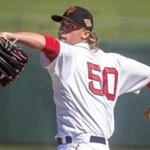 Former Red Sox minor leaguer Michael Kopech pitching last fall in Arizona. 