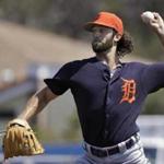 Detroit Tigers' Daniel Norris pitches to the Toronto Blue Jays during the first inning of a spring training baseball game Wednesday, March 22, 2017, in Dunedin, Fla. (AP Photo/Chris O'Meara)