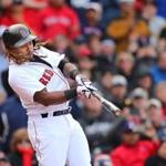 Boston-04/13/2017- Boston Red Sox vs Pirates- Sox Hanley Ramirez hits a 2-run double in the 8th inning to tie the score 3-3. John Tlumacki/Globe staff(sports)