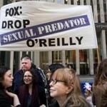 NEW YORK, NY - APRIL 18: Demonstrators rally against Fox News television personality Bill O'Reilly outside of the News Corp. and Fox News headquarters in Midtown Manhattan, April 18, 2017 in New York City. The protest against O'Reilly, who has been the subject of numerous sexual harassment allegations and legal settlements, was organized by the women's group UltraViolet and the New York chapter of National Organization for Women. (Photo by Drew Angerer/Getty Images)