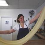 Danielle Glantz makes pasta in 10 to 12 shapes each day at her shop, Pastaio Via Corta, in Gloucester.