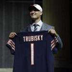 North Carolina's Mitch Trubisky poses after being selected by the Chicago Bears during the first round of the 2017 NFL football draft, Thursday, April 27, 2017, in Philadelphia. (AP Photo/Matt Rourke)