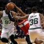 Boston, MA - 3/20/2017 - (3rd quarter) Washington Wizards guard John Wall (2) attempts to drive between Boston Celtics forward Amir Johnson (90) and Boston Celtics guard Marcus Smart (36) during the third quarter. The Boston Celtics host the Washington Wizards at TD Garden. - (Barry Chin/Globe Staff), Section: Sports, Reporter: Adam Himmelsbach, Topic: 21Celtics-Wizards, LOID: 8.3.1932802928.