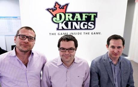 The three co-founders of DraftKings are, left to right, Matt Kalish, Paul Liberman, and Jason Robins.
