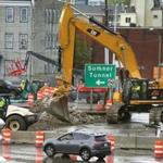 East Boston-05/05/2017- The last of the Sumner Tunnel toll booths was taken down Saturday morning, and the road cleared at the entrance to the tunnel in East Boston.JohnTlumacki/ The BostonGlobe (metro)