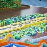 Gillette employees watched thousands of colorful dominoes fall to celebrate the launch of Gillette On Demand on Tuesday.