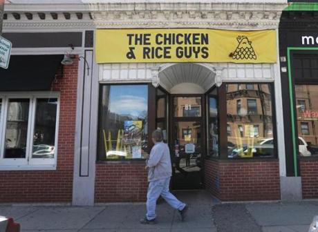 April 13, 2017_ALLSTON- Chicken and Rice Guys on Harvard Ave. restaurant closed by Boston Inspectional Services after an E coli outbreak. (Joanne Rathe/ Globe Staff section: business topic:)
