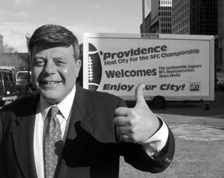 FILE ? Vincent ?Buddy? Cianci Jr., the mayor of Providence, R.I., Jan. 10, 1997. Cianci, who cast a vast shadow over political life in Providence in a long career that included two decade-long stints in office, talk-radio polemics and a prison term on federal racketeering charges, died on Jan. 28, 2016. He was 74. (Keith Meyers/The New York Times)
