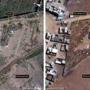 A handout image released on February 7, 2017 by Amnesty International shows the military-run Saydnaya prison, one of Syria's largest detention centres located 30 kilometres (18 miles) north of Damascus, in two distinct satellite pictures, one taken on March 3, 2010 (L) and the other of the same taken on September 18, 2016. As many as 13,000 people were hanged in five years at the notorious Syrian government prison near Damascus, Amnesty International said on February 7, 2017, accusing the regime of a 