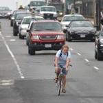 Bicyclists on Commonwealth Avenue in 2012.