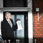 epa05973647 (FILE) - WikiLeaks founder Julian Assange speaks to the media from a balcony of the Ecuadorian Embassy in London, Britain, 05 February 2016 (reissued 19 May 2017). According to a statement by the Swedish prosecutor's office on 19 May 2017, Sweden has dropped a rape probe against WikiLeaks founder Assange. EPA/FACUNDO ARRIZABALAGA