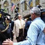 Bill Cosby (center) arrived Monday for jury selection in his sexual assault case at the Allegheny County Courthouse in Pittsburgh.