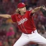 Cincinnati, Ohio-May 5, 2017-Stan Grossfeld/Globe Staff- Bronson Arroyo of the Cincinnati Reds pitching at the Great American Ballpark. He is the only member of the 2004 World Championship Red Sox team to be still playing in the major leagues.