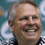 Danny Ainge, Boston Celtics president of basketball operations, smiles as he addresses reporters at the team's training facility in Waltham, Mass., Tuesday, May 16, 2017. The Celtics won the NBA draft lottery, capitalizing on a trade they made with the Brooklyn Nets four years ago. (AP Photo/Charles Krupa)