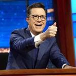 FILE - In this March 27, 2017 file photo, Stephen Colbert, host of 