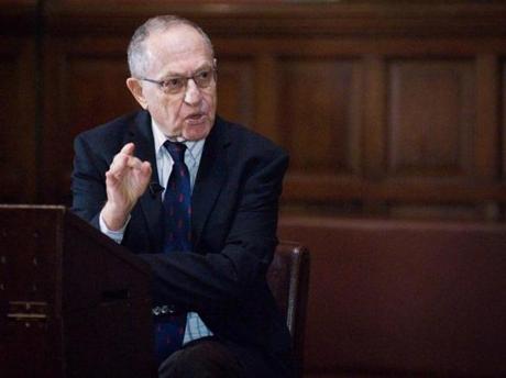 Alan Dershowitz Alan Dershowitz, American lawyer, speaking at the Oxford Union against Peter Tatchell, human rights campaigner, in a debate entitled 