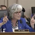 US Representative Katherine M. Clark, a Massachusetts Democrat, questioned Education Secretary Betsy DeVos about federal funds and discrimination against LGBTQ students.