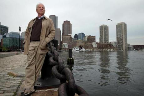 Peter Shelley of the Conservation Law Foundation paused during a walk along Fan Pier, which overlooks Boston Harbor.
