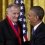 Frank Deford with President Obama in 2013, after Obama presented him with the National Humanities Medal.