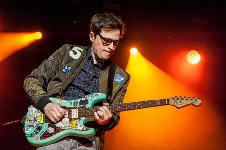 Weezer?s Rivers Cuomo rocks out at Boston Calling Sunday night.
