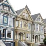 Victorians in Haight-Ashbury, on Waller Street, known as the ?four seasons? Victorians.