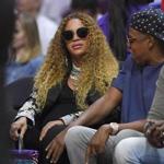 Beyonce and Jay Z watch during the first half in Game 7 of an NBA basketball first-round playoff series between the Los Angeles Clippers and the Utah Jazz, Sunday, April 30, 2017, in Los Angeles. (AP Photo/Mark J. Terrill)