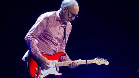 Pete Townshend with The Who performing in concert at the TD Garden in Boston in 2012.
