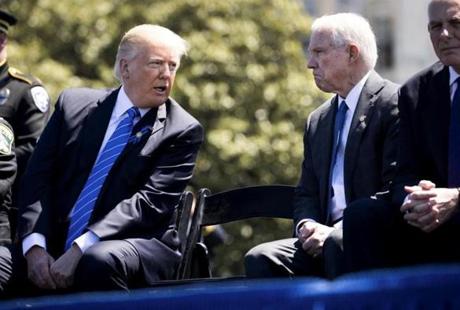 President Trump and Attorney General Jeff Sessions spoke during an event in May.
