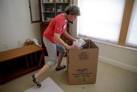 06/01/2017 Dedham Ma- Toby Sandler (cq) age 66 is still in the workforce.She works at Move Maven,and helps clients with their moving needs. Globe Staff\Photograph Jonathan Wiggs Reporter:Topic

