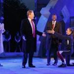 A production in New York?s Central Park has become a national flashpoint for its depiction of the stabbing assassination of its Trump-like title character.