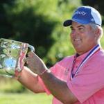 Peabody MA 04/02/17 Kenny Perry holding up the trophy after he won the US Senior Open Championship at the Salem Country Club. (Matthew J. Lee/Globe staff) topic: reporter: Kevin Dupont
