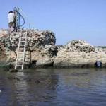 Drilling at an ancient marine structure in Portus Cosanus, Tuscany, in 2003.