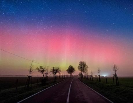 This picture shows an Aurora borealis during the night of March 6, 2016 in Lietzen, near Brandenburg, eastern Germany. / AFP / dpa / Patrick Pleul / Germany OUTPATRICK PLEUL/AFP/Getty Images
