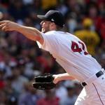 Boston, MA - 7/15/2017 - (3rd inning) Boston Red Sox starting pitcher Chris Sale (41) pitching against the New York Yankees during the third inning. The Boston Red Sox host the New York Yankees in the second of a three game series at Fenway Park. - (Barry Chin/Globe Staff), Section: Sports, Reporter: Peter Abraham, Topic: 16Red Sox-Yankees, LOID: 8.3.3086296395.